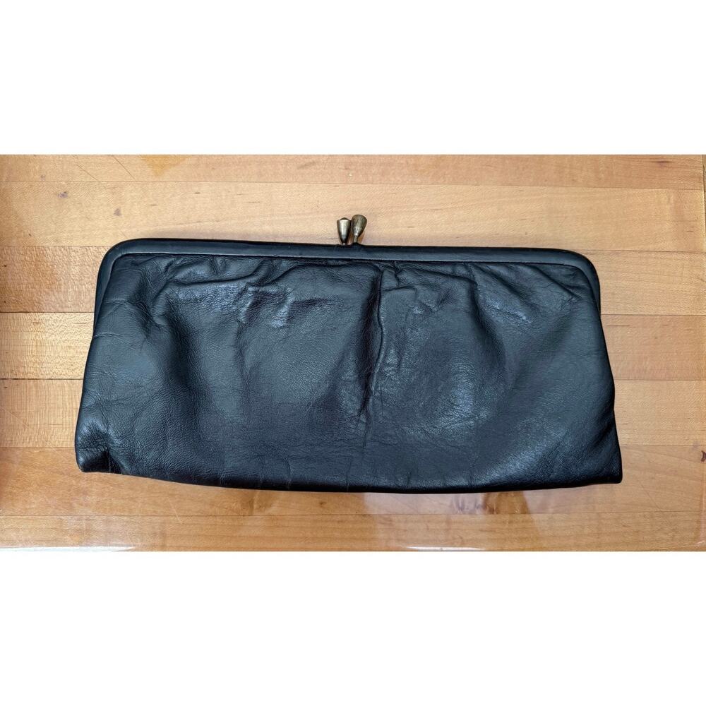 Vintage Abraham & Strauss Leather Kiss-Lock Clutch | Made in England, Black